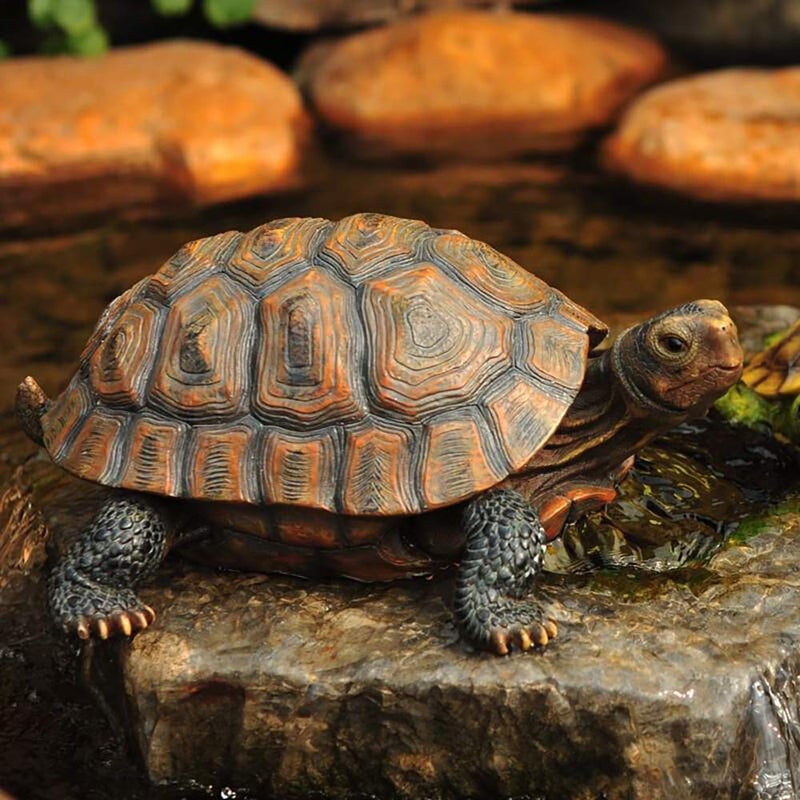 Danmu Realistic Tortoise Garden Statue, Lifelike Resin Tortoise Outdoor Decor for Yard Patio, Weather-Resistant Lawn Art Sculpture (L 12 9/10" x 9 2/5" x 5 1/2") 1 Pack - Image 1